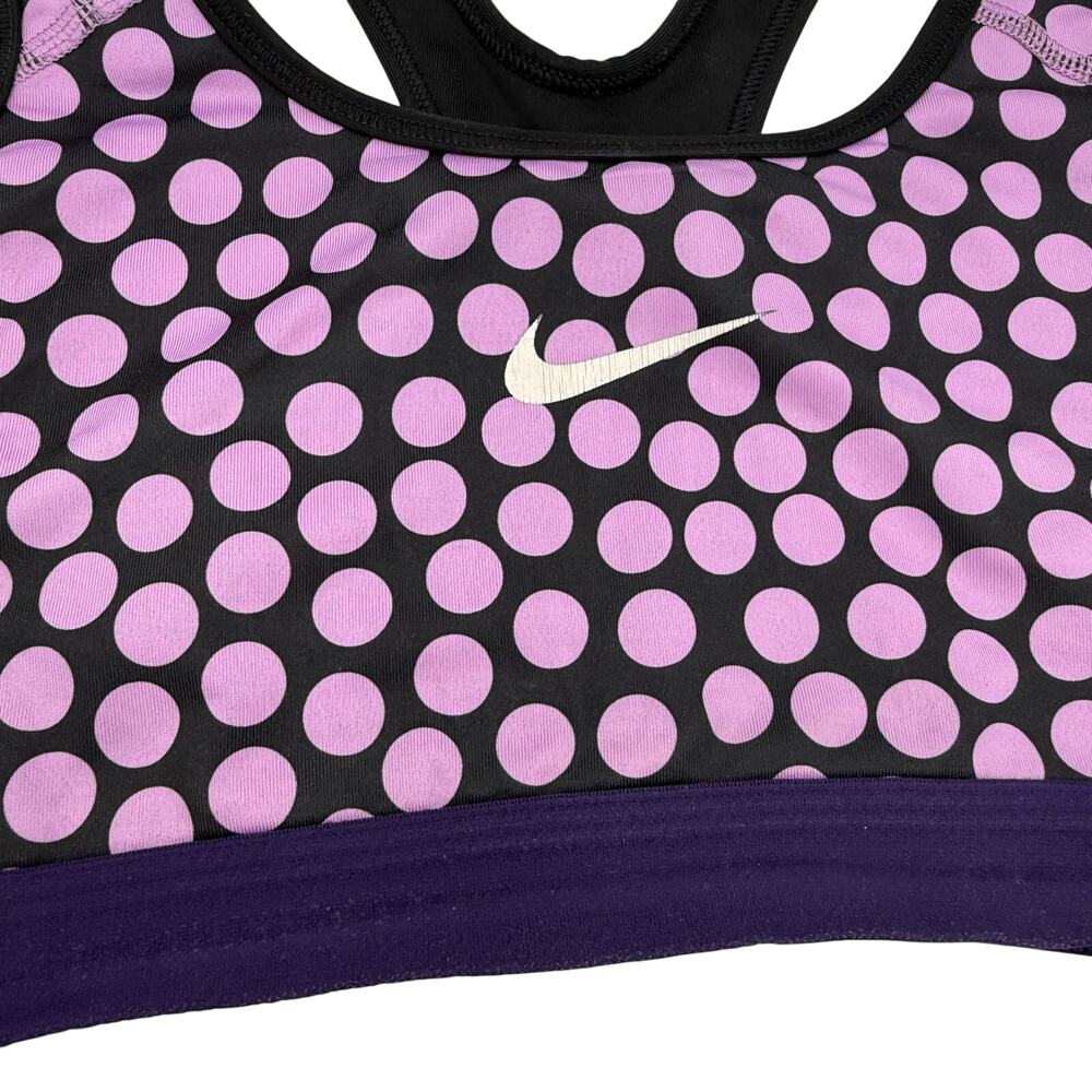 Nike Pro Dri-Fit Halter Black & Purple Polka Dot Sports Bra Size Medium - Picture 5 of 5